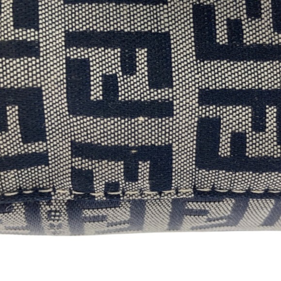 FENDI Zucchino Hobo Shoulder Bag 2201 26424 Black Silver Handbag - Picture 6 of 10